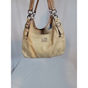 GUC RARE COACH #K1020-16506 LIMITED EDITION PYTHON SATCHEL/SHOULDER BAG BEIGE